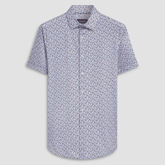 BUGATCHI Miles Confetti Print OoohCotton Short Sleeve Shirt Medium Golf Casual - Picture 1 of 15